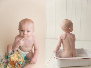smashing a cake and enjoying a splash in the tub, baby bottoms are the best!