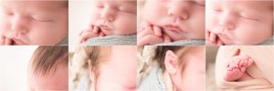 Close up newborn features