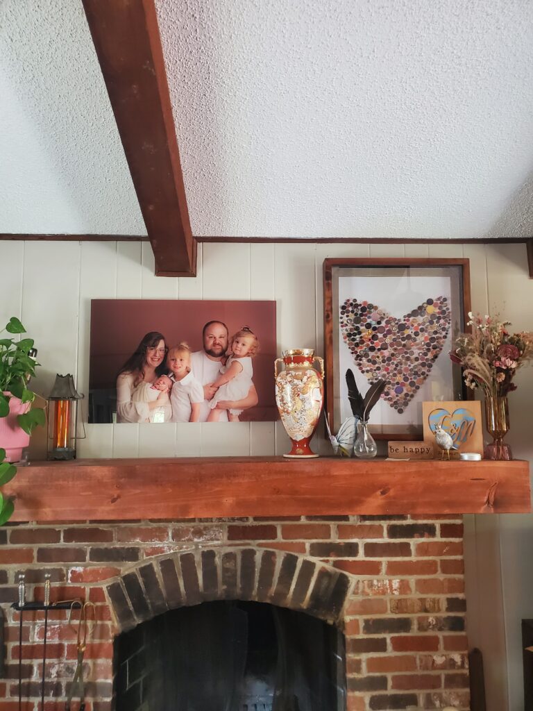 picture of the family portrait hanging over the fireplace
