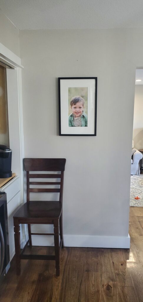 Picture of sons individual picture in the kitchen